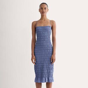Everlane Women's Smocked Column Dress in Blue Dusk, Size Large